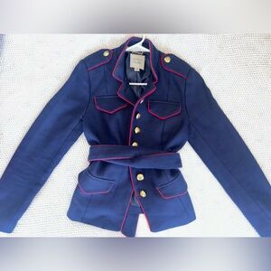 Banana Republic x Olivia Palermo Navy Blazer with Red Trim & Gold button detail